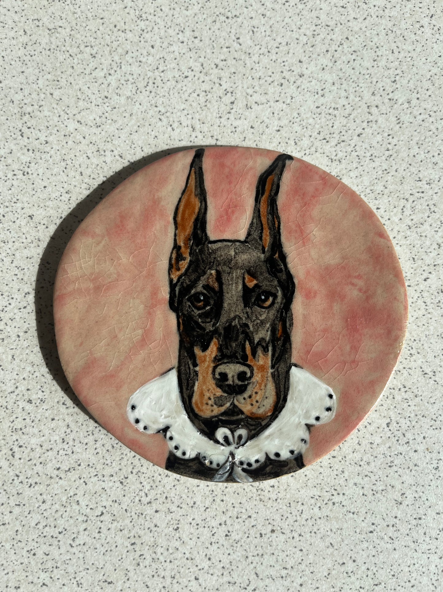 Talerzyk doberman "pieski w kołnierzykach"