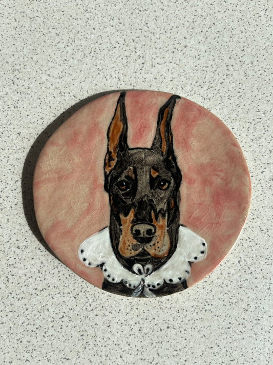 Talerzyk doberman "pieski w kołnierzykach"